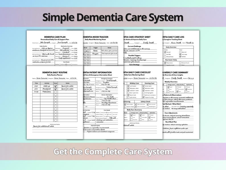 Dementia Weekly Care Tracker Printable, Caregiver Planner PDF, Elderly