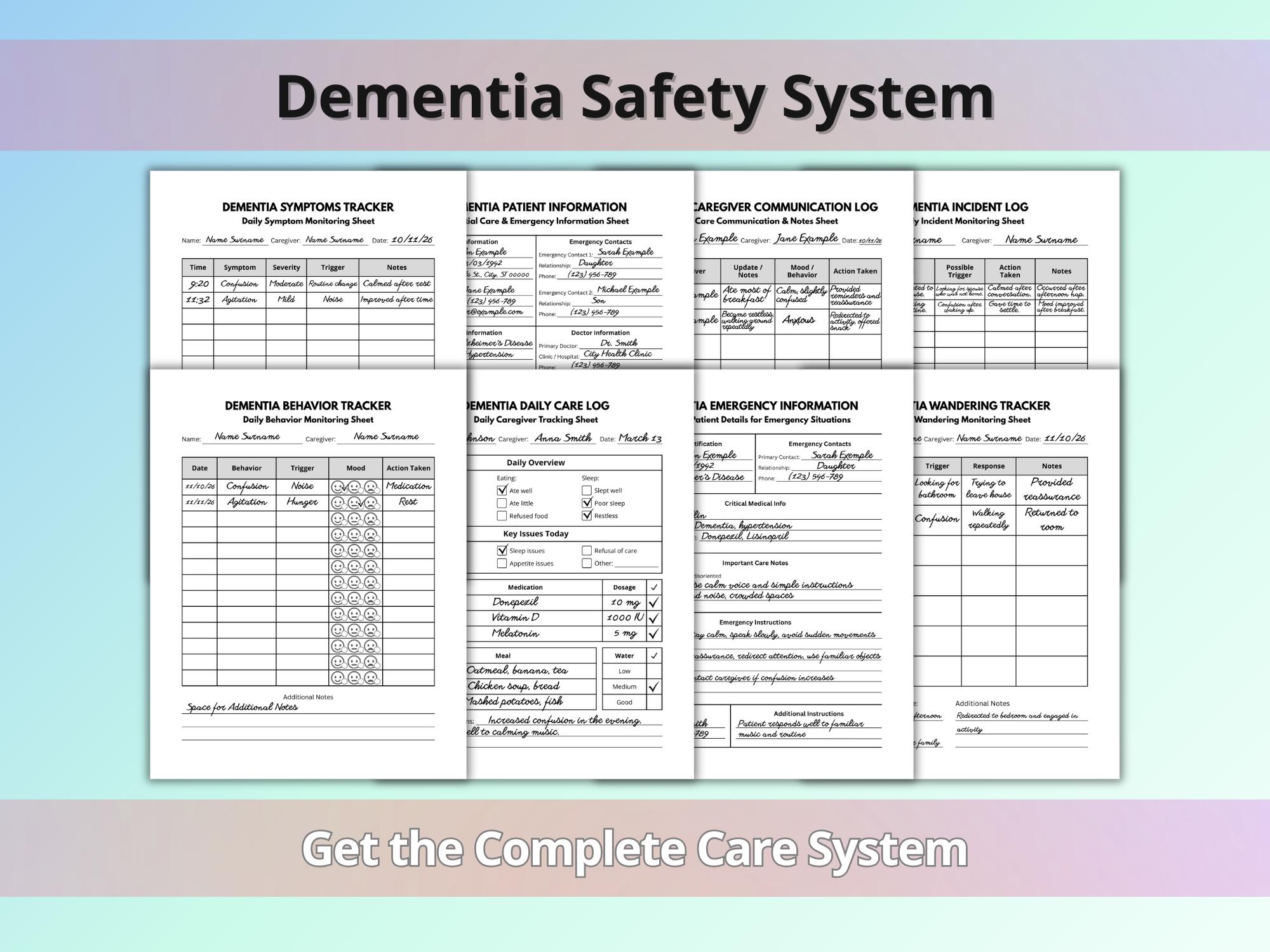 Dementia Emergency Information Sheet Printable, Alzheimer’s Emergency
