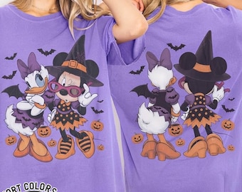Two Side Vintage Minnie Daisy Witch Costume Shirt, Disney Besties Spooky Tee, Trick Or Treat 2026 Shirt, Disneyland Matching Vacation Shirt
