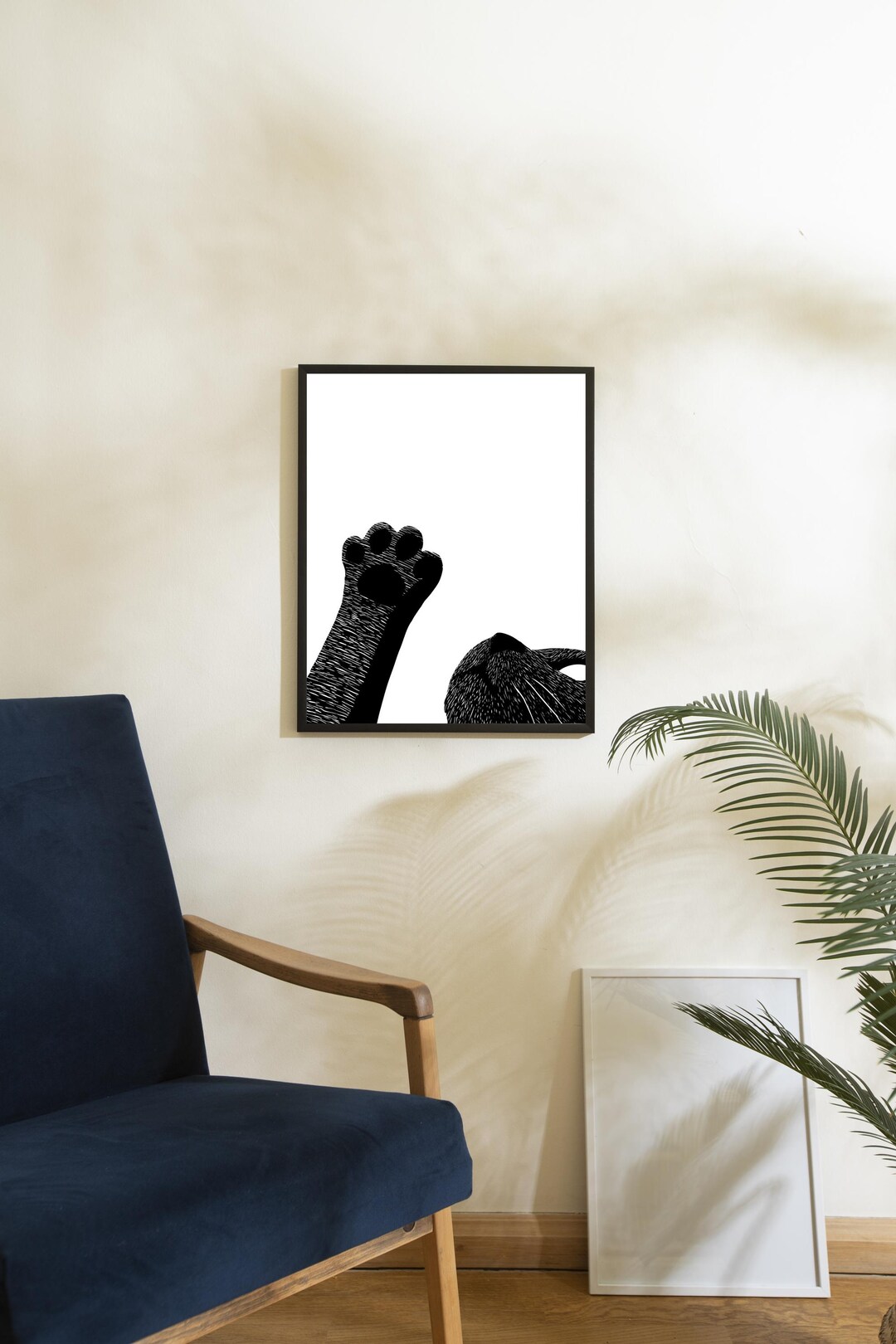 Black and White Cat Wall Art Printable – Minimalist Cat Poster Digital ...
