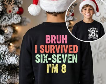 8th Birthday Boy Outfit I'm 8 Year Old Six Seven Bruh 6 7 PNG SVG: Funny Birthday png Shirt Humor Cusrom birthday name (Digital Download)