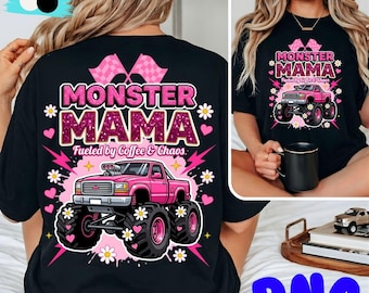 Monster Trucks Mama Png Pink Monster Truck Mom Shirt Design Mama Truck coffee Png Mother's Day Gift Truck Mom Png Off Road Mama Sublimation