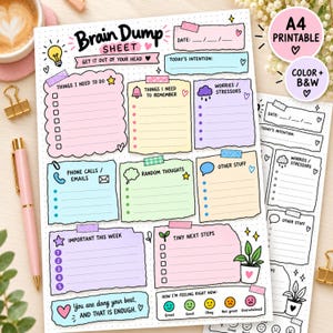 Brain Dump Bundle : Brain Dump Reset | Productivity Bundle |  ADHD Brain Dump Worksheet |  Brain Dump Planner | Brain Dump Sheet Printable