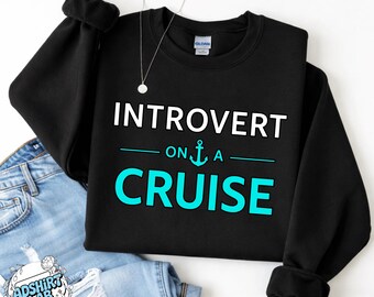 Introvert on a Cruise PNG, Funny Cruise Trip T-Shirt, Sarcastic Cruising Gift, Anchor Graphic Tee, Introvert Social Battery Vacation Top