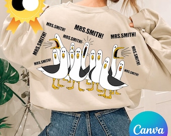 Custom Seagulls Teacher PNG SVG Bundle: Funny Teacher svg png Teacher Appreciation Gift Funny Personalized Teacher Seagull yelling name svg