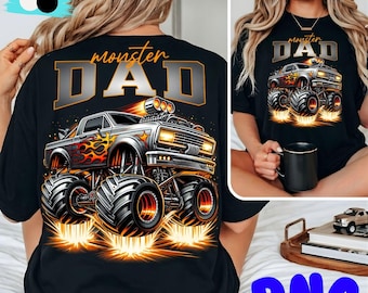 Monster Dad Trucks Are My Jam PNG Monster Truck Boy Shirt Design Kids Truck Sublimation PNG Boy Easter Png Fathers day gift Digital Download