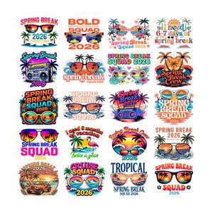 Spring Break 2026 Png Bundle, Spring Break Squad, Funny Spring Png, Beach Trip Png, Spring Break Png, Beach Vacation Png, Family Vacation