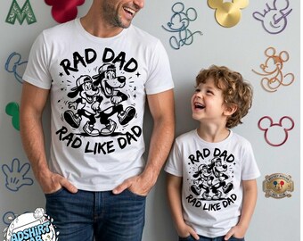 Rad Like Dad PNG, Rad Dad Shirt Design, Father Son Matching Outfit, Funny Fathers Day Gift, Cartoon Dad Son PNG Download