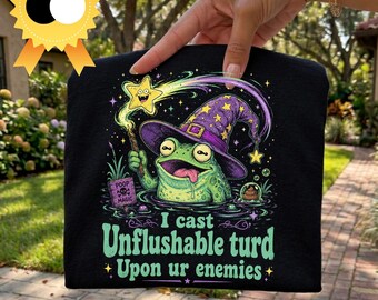 I Cast Unflushable Turd Upon Ur Enemies PNG: Funny Wizard Frog Meme Sarcastic Humor png Magic Spell Clipart (Digital Download)