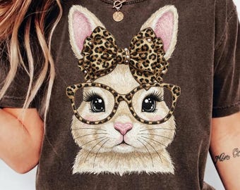 Leopard Glasses Easter Bunny PNG, Retro Spring Design (Digital File)