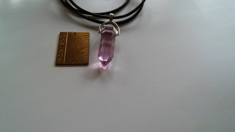 SUMMER SALE Pink Quartz Crystal Necklace 26in Adjustable Leather Cord,12 to 26in,or Wear as A Wrap Bracelet,Pink Quartz Measures 35x12mm,Si
