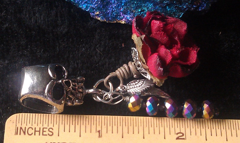 Pair of Silver Wings European Style Bead SUMMER SALE Tibetan Silver Skull Iridescent Crystals Silk Wire Wraped Rose Ships From USA