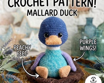 Mallard Duck Crochet Pattern PDF — Amigurumi Duckling Tutorial, Multi-Color Duck Stuffed Animal, Instant Download