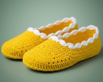 Crochet Slippers Pattern, Womens House Shoes PDF, Ballet Flat Slipper Pattern, Cozy Gift for Her DIY, Instant Download