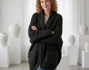 Oversize Crochet Cardigan Pattern — Beginner Rectangle Sweater, PDF Download, Habitat Cardigan, Sizes S/M–2XL/3XL