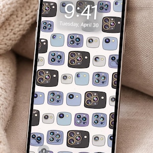 Camera-evolutie Naadloos patroon Telefoonbehang Tabletachtergrond Tech Digitale download Moderne Minimal Art