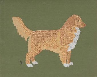 Nova Scotia Duck Tolling Retriever handmade original cut paper collage dog art