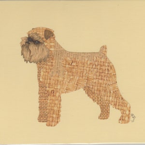 Bruxelles Griffon fatto a mano originale taglio carta collage cane arte naturale orecchie & code disponibili