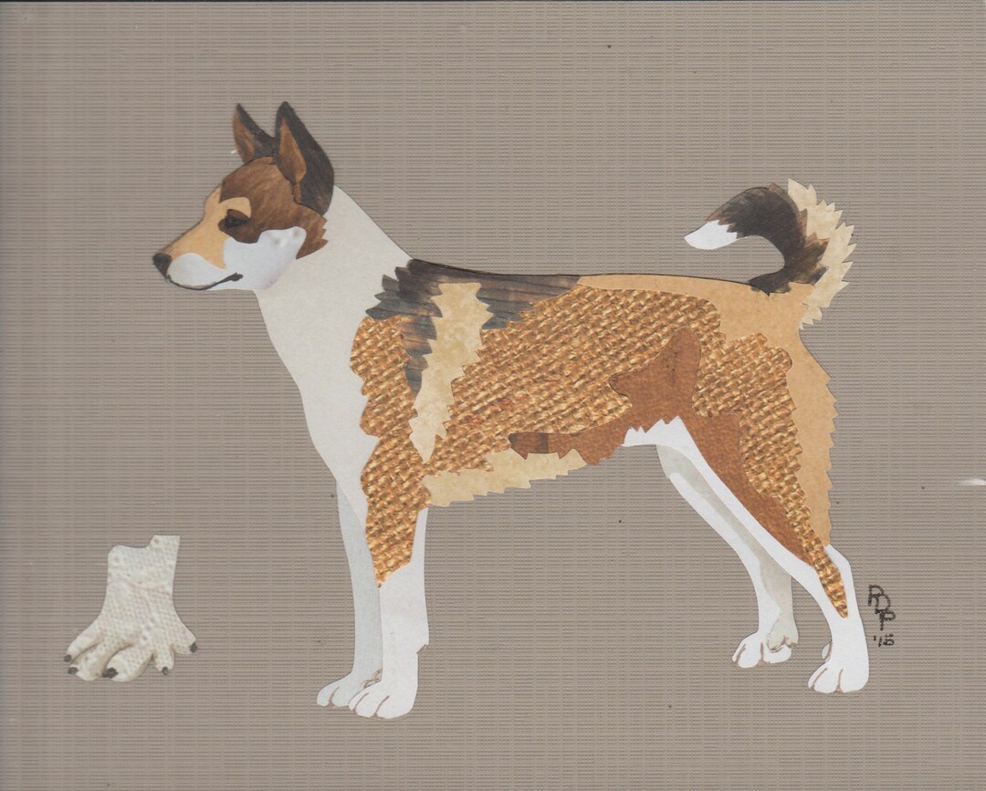 Buy Norwegian Lundehund Handmade Original Cut Paper Collage Dog Art Online  in India