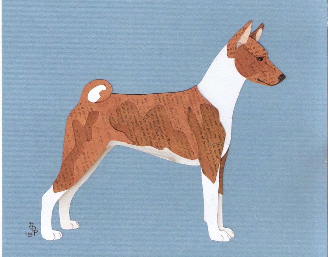 Buy Basenji Handmade Original Cut Paper Collage Dog Art All