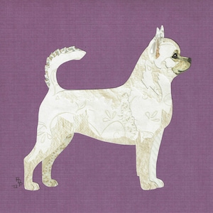 Chihuahua (Smooth) handmade original cut paper collage dog art