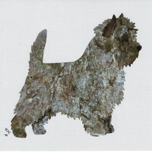 Cairn Terrier handmade original cut paper collage dog art all colors available