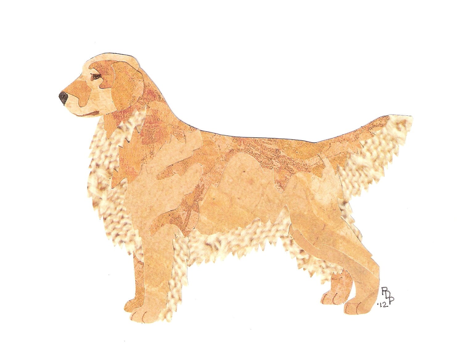 Golden Retriever handmade origiinal cut paper collage dog art Etsy