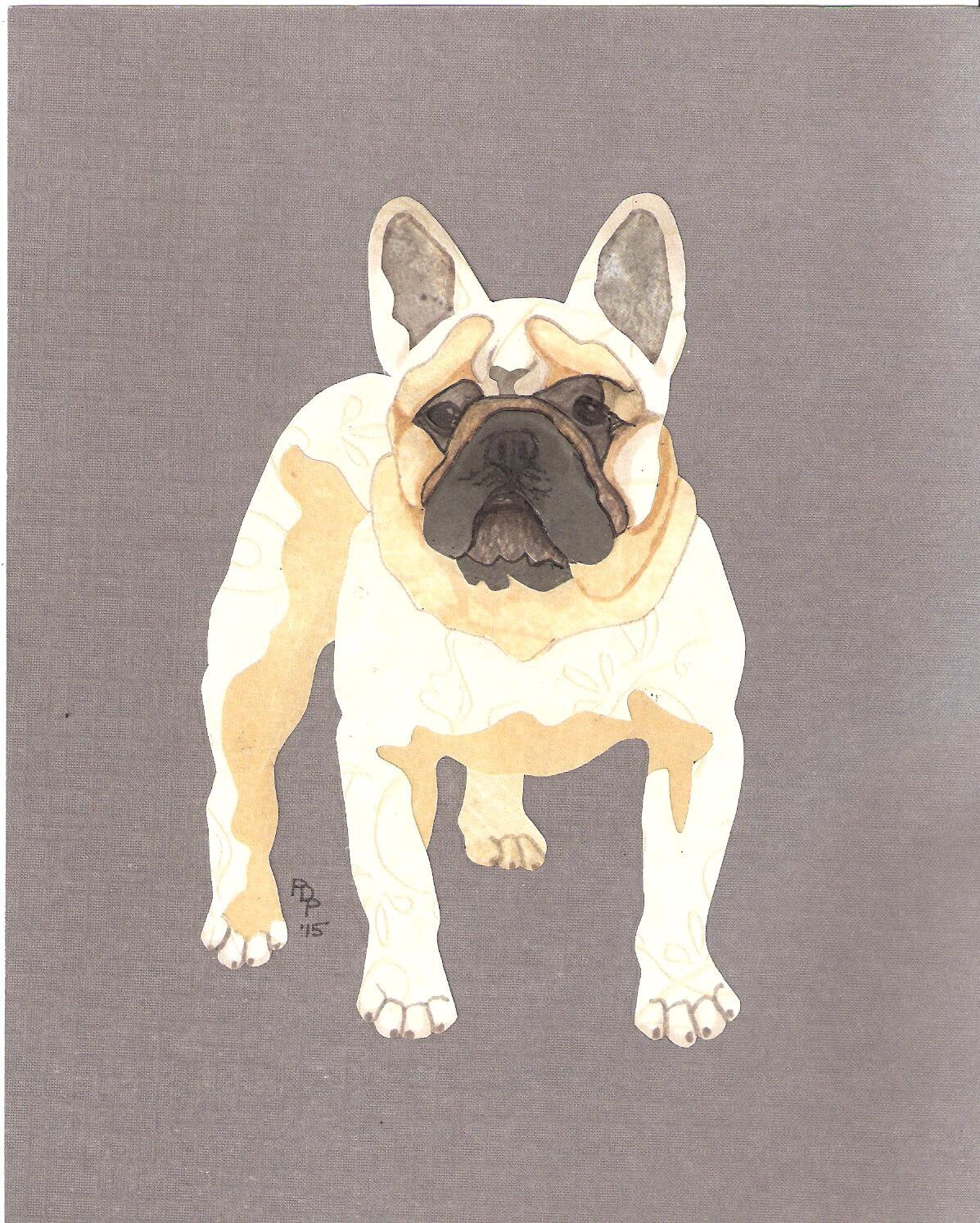 French Bulldog handmade original cut paper collage dog art all Etsy