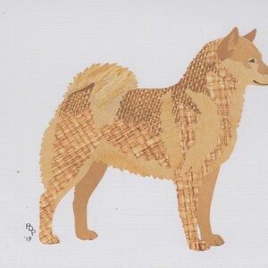 Finnish Spitz handmade original cut paper collage dog art