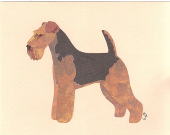 Welsh Terrier handmade original cut paper collage dog art