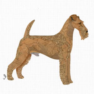 Irish Terrier handmade original cut paper collage dog art