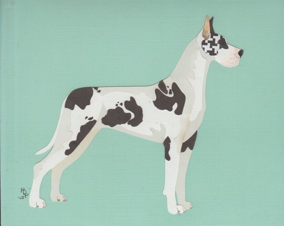 Great Dane handmade original cut paper dog art all colors and natural ears available
