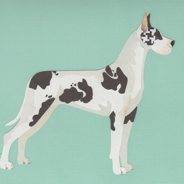 Great Dane handmade original cut paper dog art all colors and natural ears available