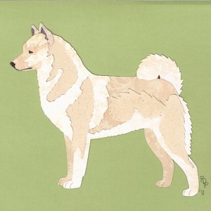 Norwegian Buhund fait main original papier découpé collage chien art noir également disponible