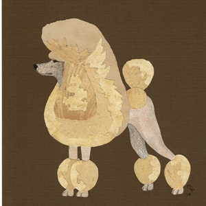 Miniature Poodle handmade original cut paper colage dog art other trims available