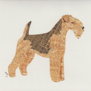Lakeland Terrier fatto a mano originale taglio carta collage cane arte tutti i colori disponibili