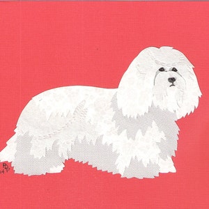 Coton deTulear feito à mão com colagem de papel original e arte de cachorro