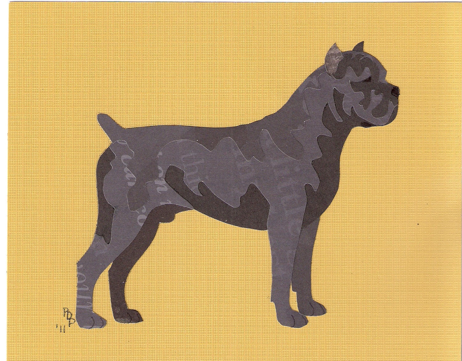 Cane Corso handmade original cut paper collage dog art all Etsy