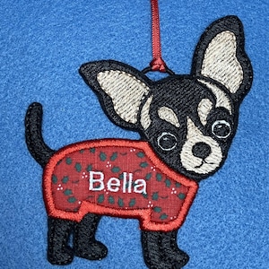 Adorno de fieltro o etiqueta de regalo de perro chihuahua