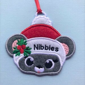 Personalized Mouse Christmas Ornament, Gift Tag, Stocking Decoration, Wreath Decoration