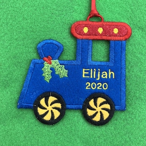 Personalized Christmas Train Felt Ornament, Wreath Decoration, Stocking Decoration or Gift Tag