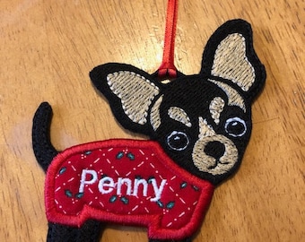 Chihuahua Dog Felt Ornament or Gift Tag