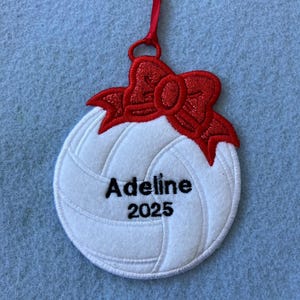 Volleyball Bow Felt Girl Ornament, Wreath Decoration, Stocking Decoration, or Gift Tag - Personalized, Monogrammed