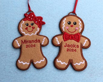 Personalized Boy or Girl Gingerbread Christmas Ornament, Gift Tag, Stocking Decoration or Wreath Decoration