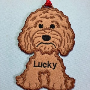 Personalized Golden Doodle Ornament, Gift Tag, Wreath Decoration, Stocking Decoration