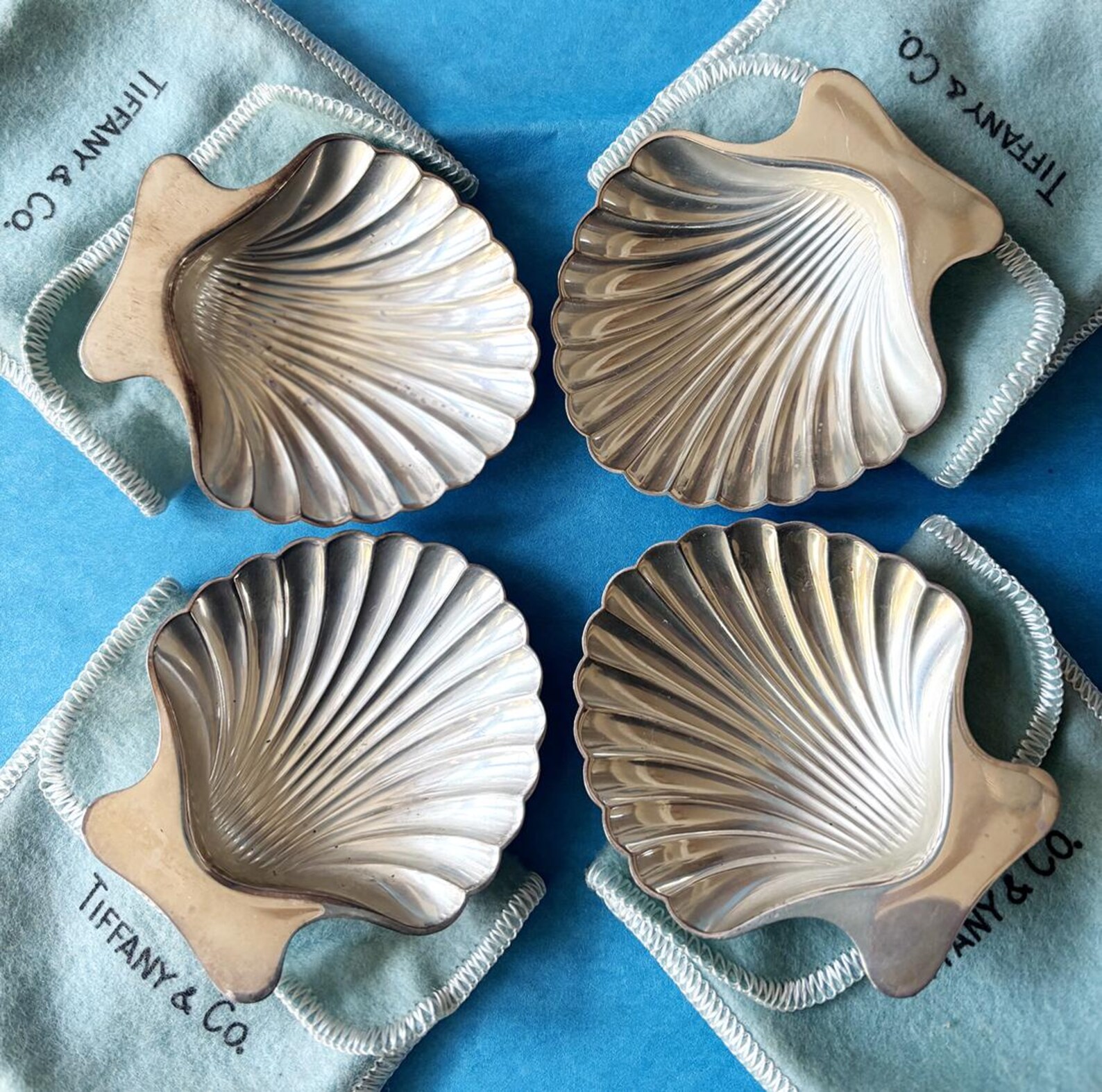 Four sterling silver shell Tiffany & Co. dishes – set of 4
