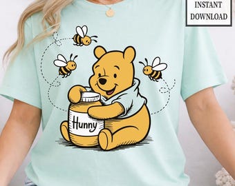 Winnie the Pooh Hunny Pot Graphic, Bear Clipart, Baby Shower Design (SVG PNG PDF)