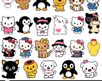 Kawaii Cat Clipart | Animal Friends PNG SVG Bundle (Digital Download