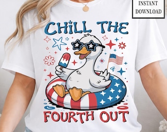 Retro Patriotic Goose PNG, 4th of July Humor Graphic (Digital Download)