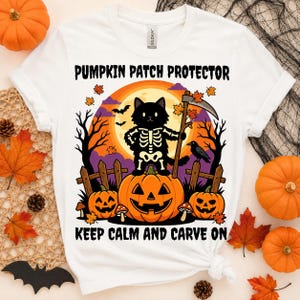 Pumpkin Patch Protector SVG PNG, Black Cat Halloween Shirt Design, Cute Skeleton Cat Sublimation PNG, Funny Pumpkin Patch Graphic,Cricut Svg